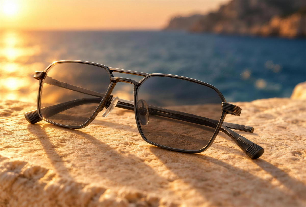 The Athena titanium frame at golden hour