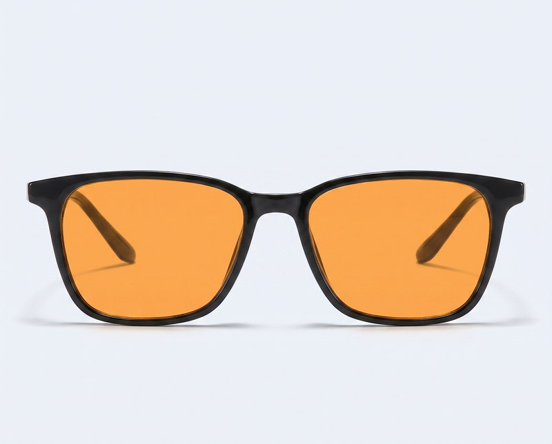 Matte Black with Amber Lenses front
