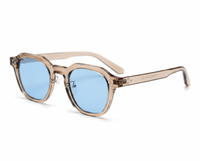 Transparent Tan with Blue Lenses angle