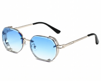 Silver with Blue Gradient Lenses front